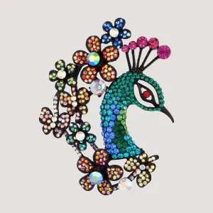 Floral Peacock Brooch