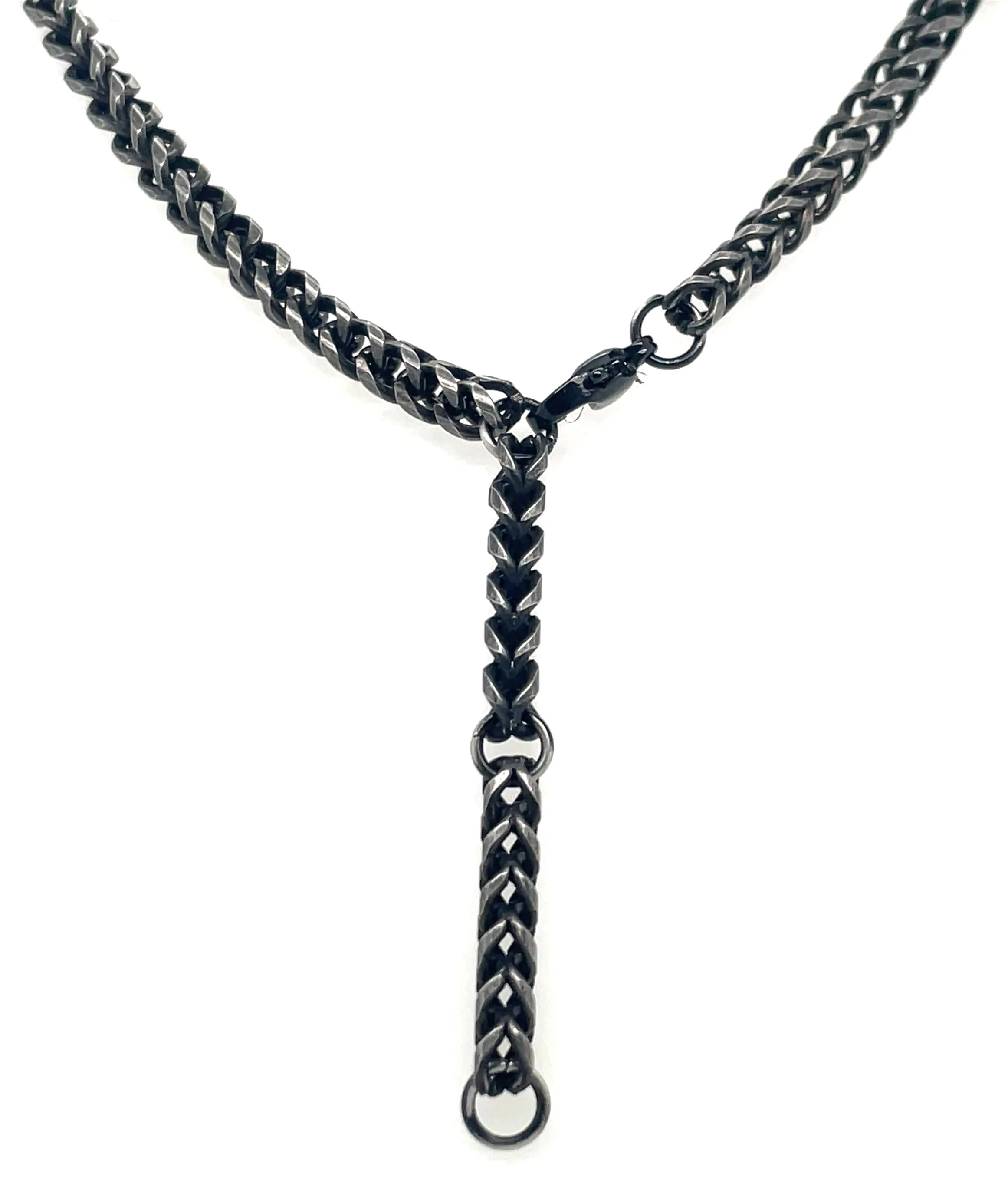 Gents Black Stainless Steel Spiga 22” Necklace