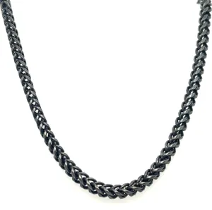 Gents Black Stainless Steel Spiga 22” Necklace