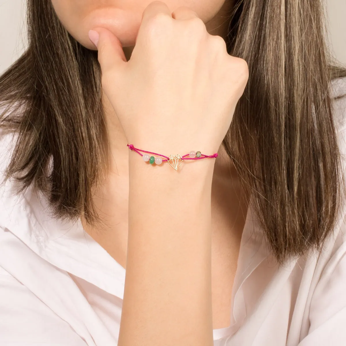 Geometric Diamond Cord Bracelet