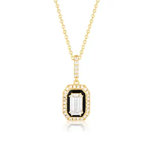 Georgini Reflection Gold Plated Sterling Silver   Black Retrospect Pendant With Chain