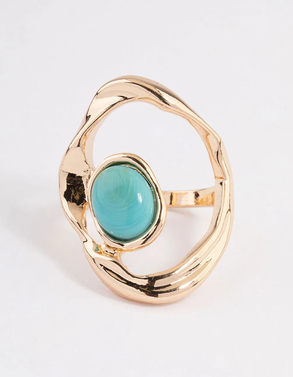 Gold Abstract Turquoise Ring