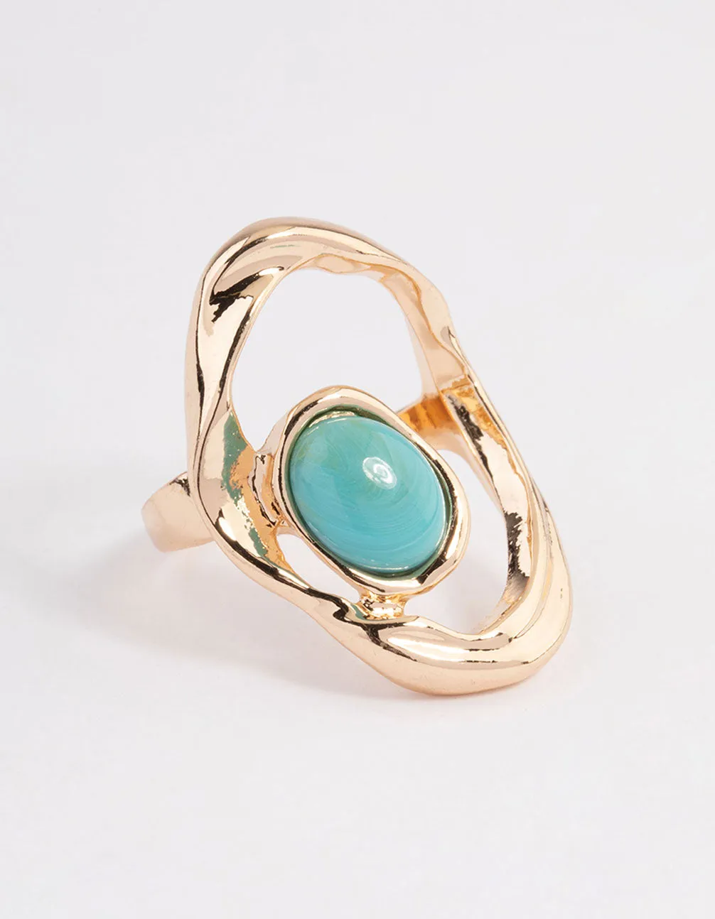 Gold Abstract Turquoise Ring