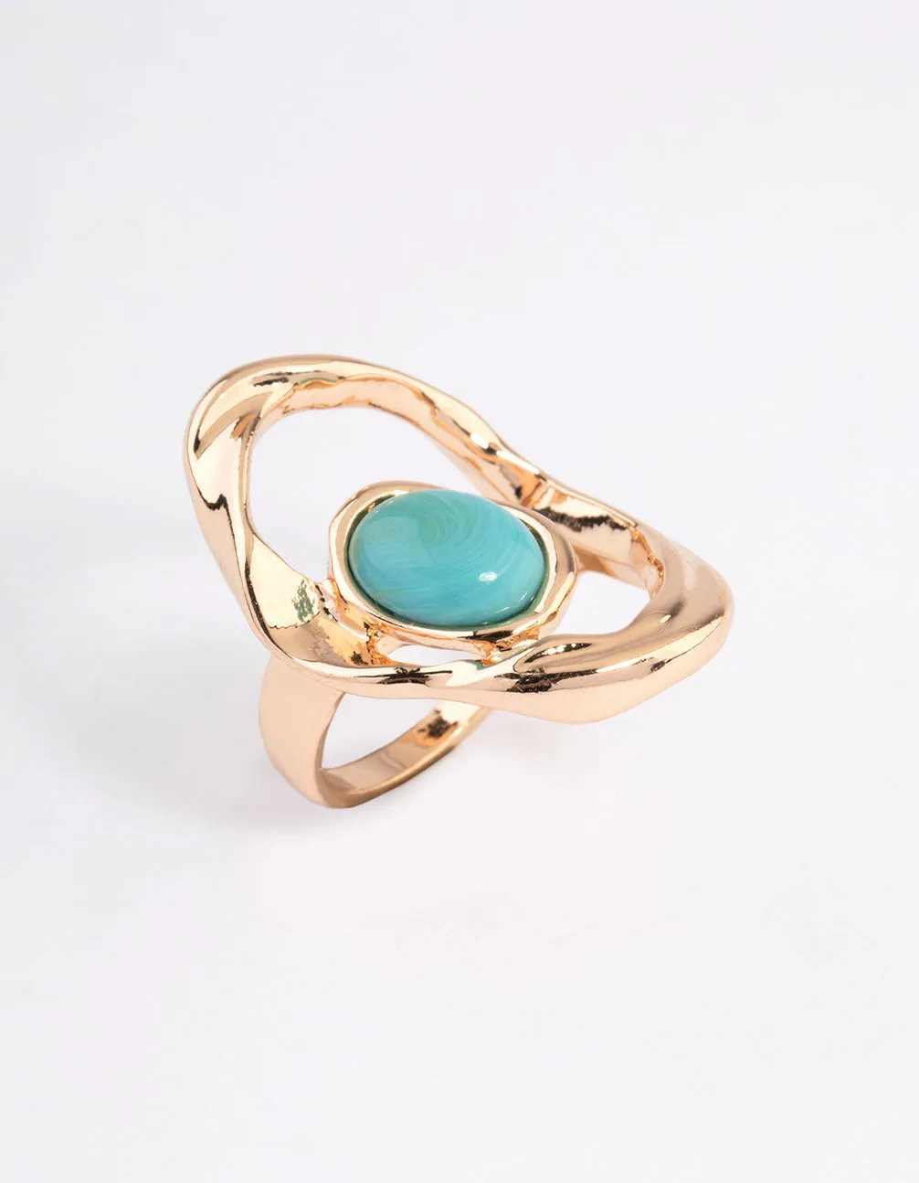 Gold Abstract Turquoise Ring