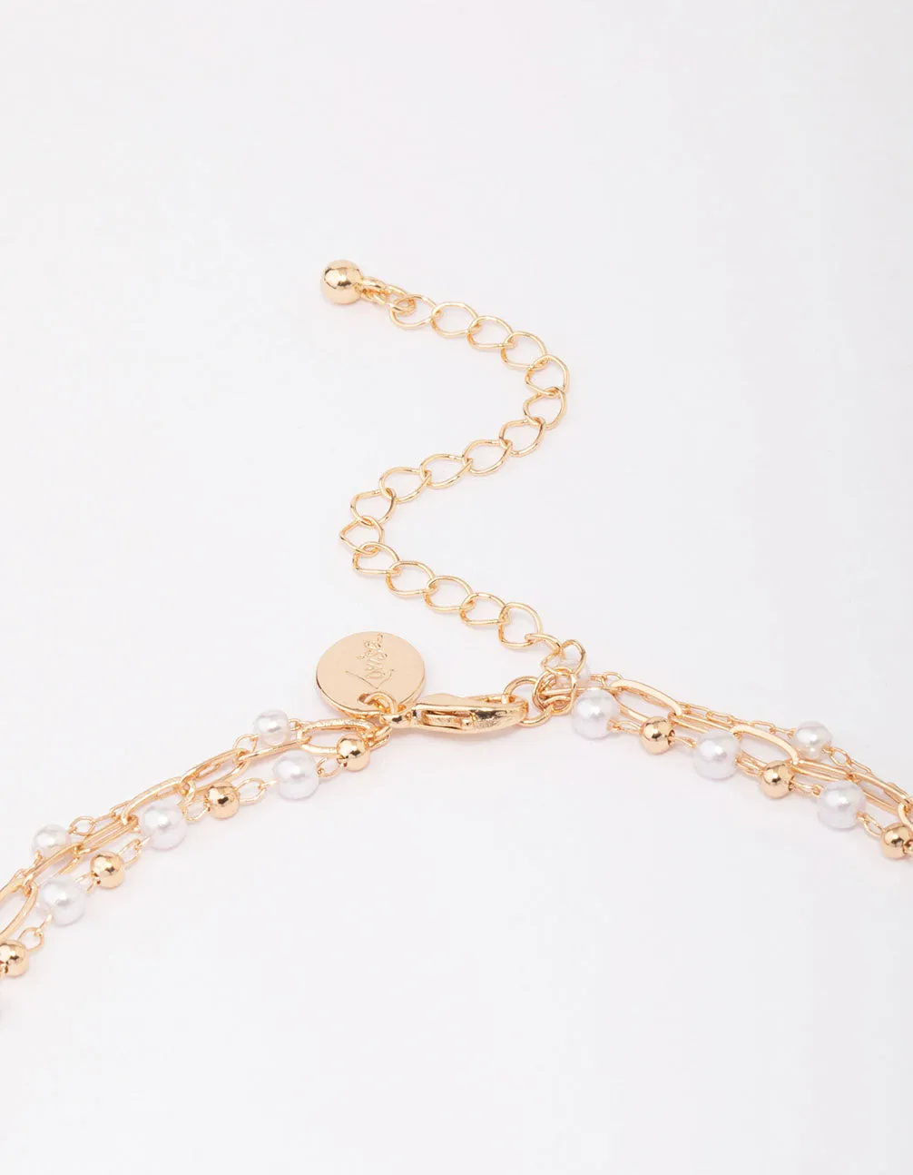 Gold Fine Station Pearl Necklace