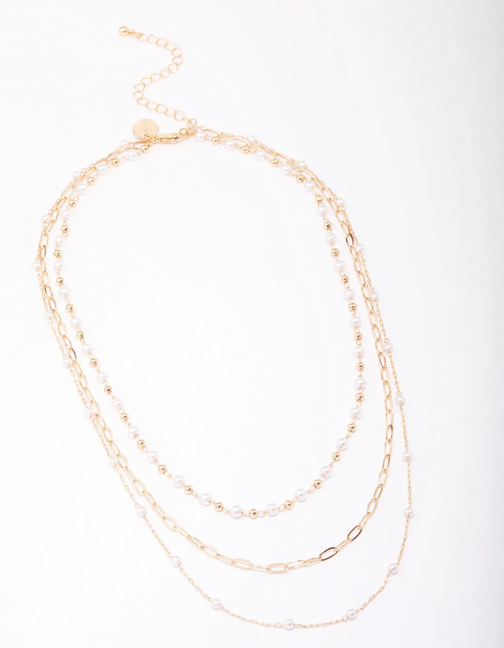 Gold Fine Station Pearl Necklace