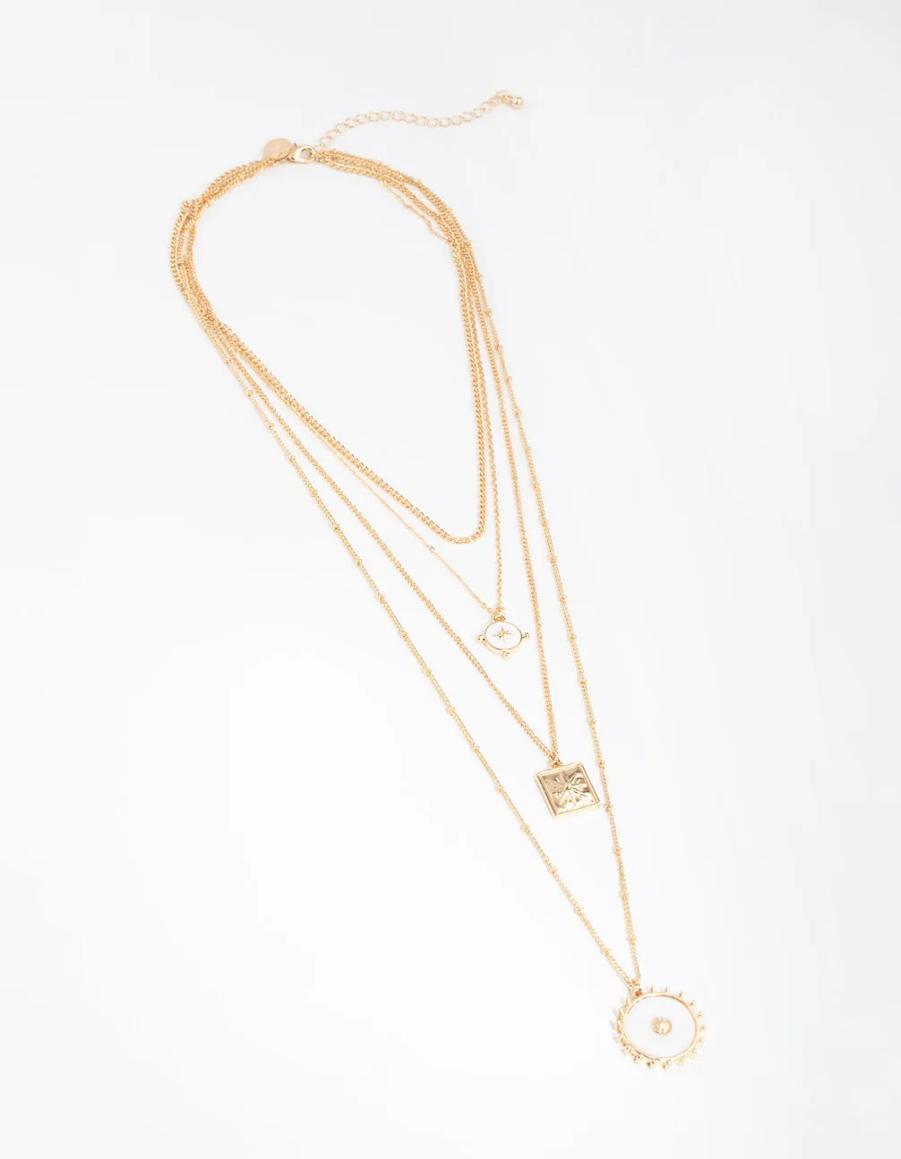 Gold Long Shell 4-Row Necklace