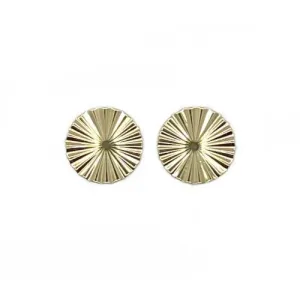 Gold Shiny Textured Round Stud Earrings