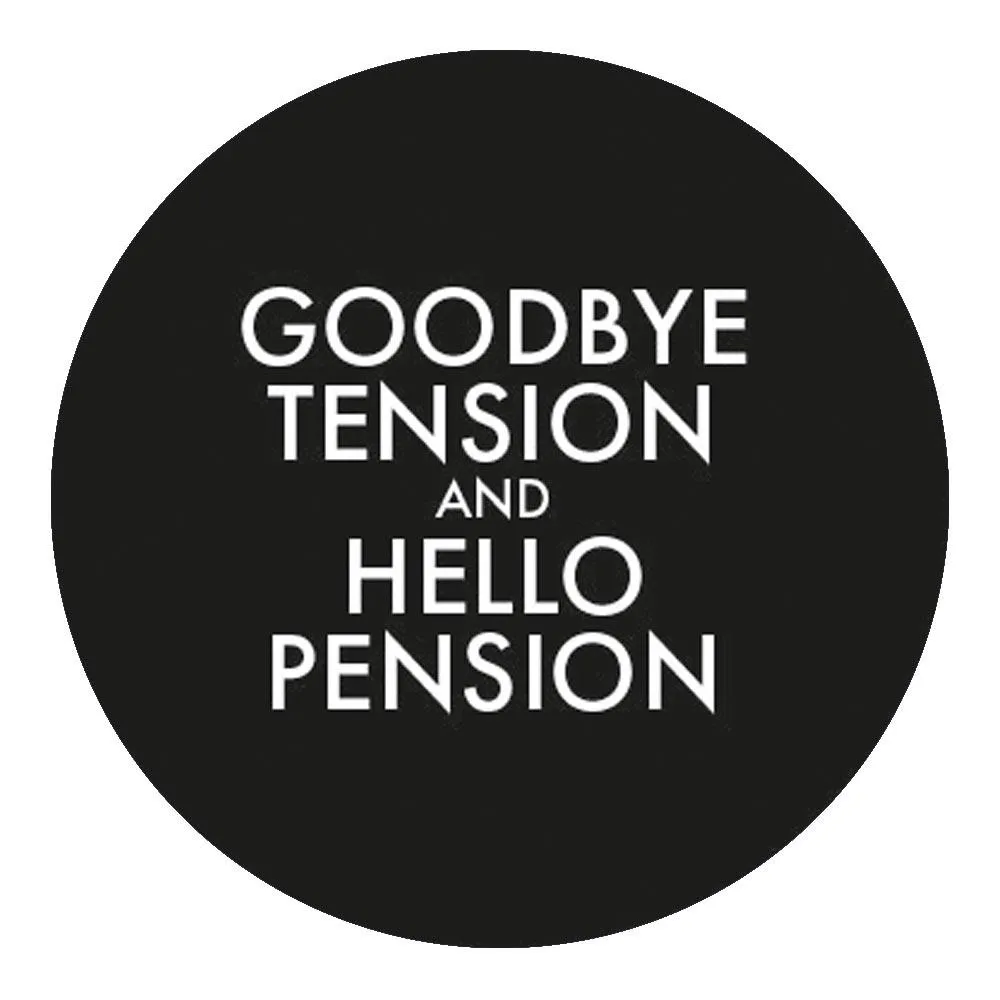 Good Bye Tension Hello Pension Knob Walking Stick w/ Black Beechwood Shaft & Pewter Collar