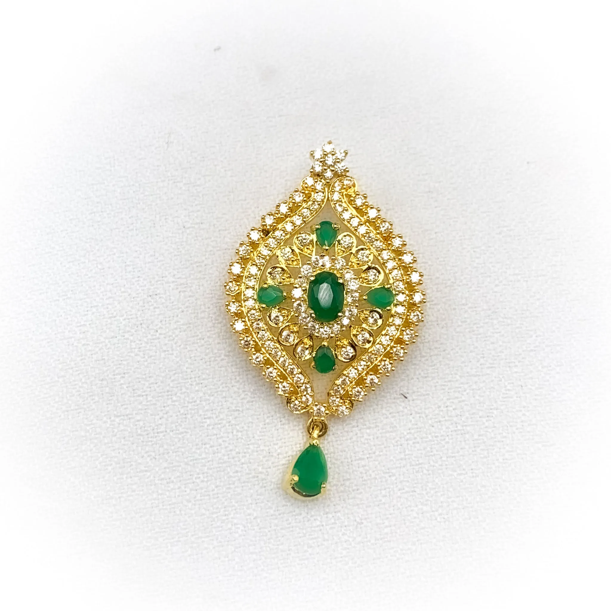 Gorgeous Elegant Green and White Zircon (CZ) stone Pendant and Earring Set