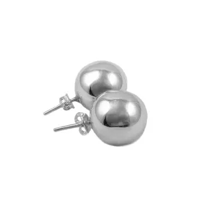 Large Polished Sterling Silver Ball Earrings