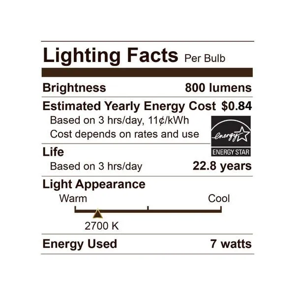 LED Filament Bulb - A19 Vintage - 7 Watt - Clear - 2700K - 800 Lumens