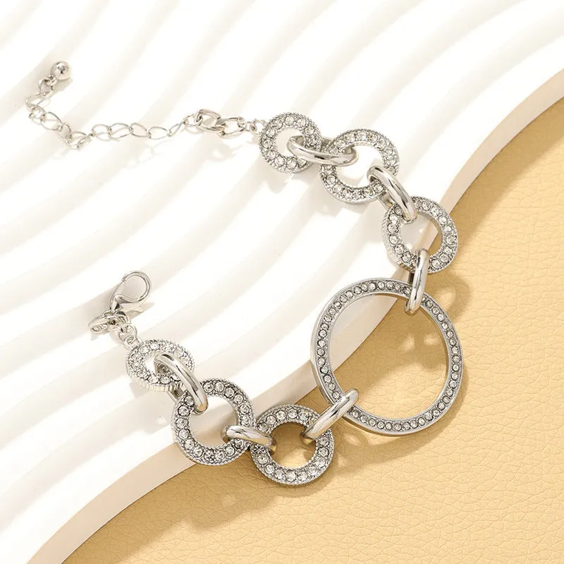 Luxurious Vienna Verve Metal Bracelet with Geometric Diamond Inlays