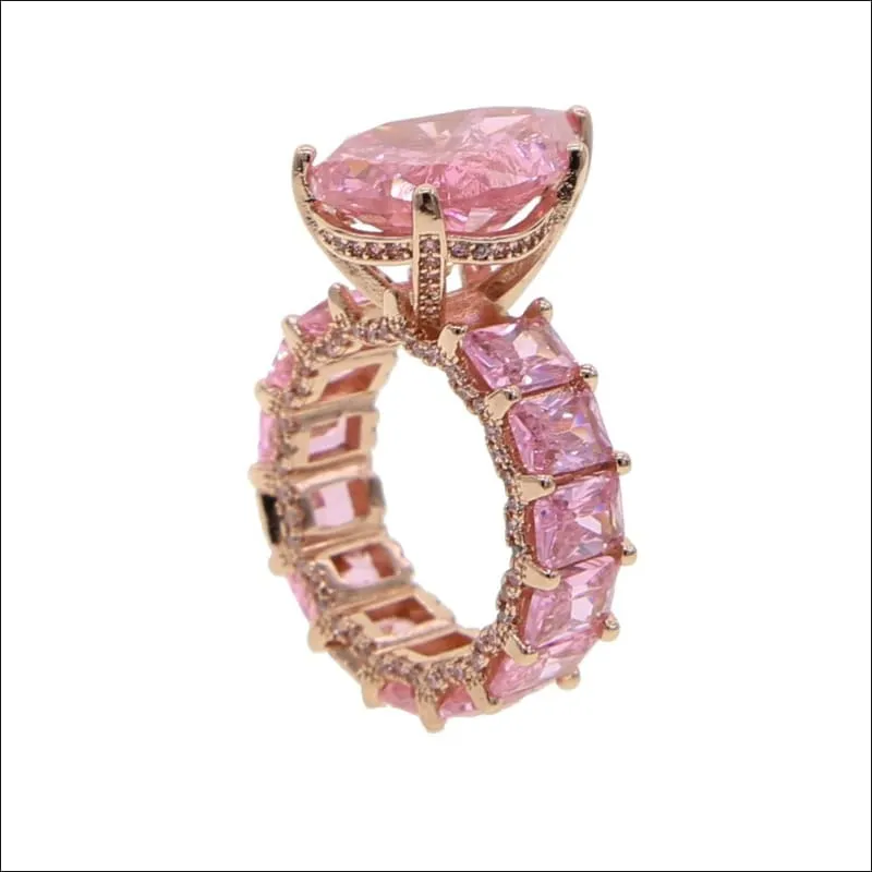 Luxury Iced Bling Water Drop Pinky Baguette Ring for Sophisticated Style