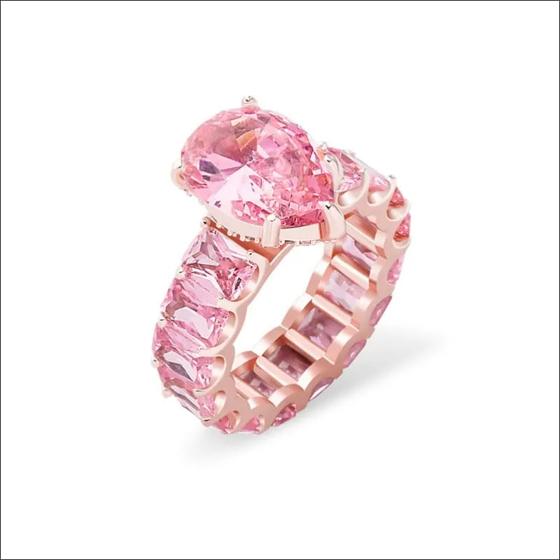 Luxury Iced Bling Water Drop Pinky Baguette Ring for Sophisticated Style