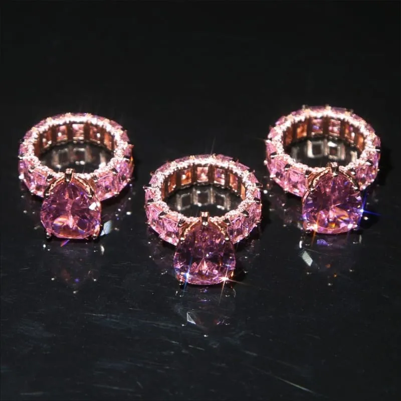 Luxury Iced Bling Water Drop Pinky Baguette Ring for Sophisticated Style