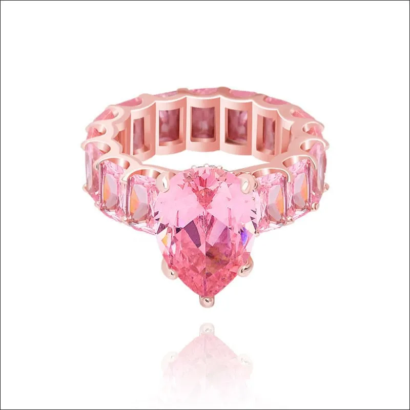 Luxury Iced Bling Water Drop Pinky Baguette Ring for Sophisticated Style