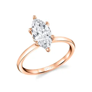 Marquise Cut Solitaire Engagement Ring - Dominique 18k Gold Rose