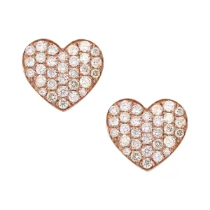 Men's Heart Diamond Stud Earrings 0.85ct 14K Rose Gold