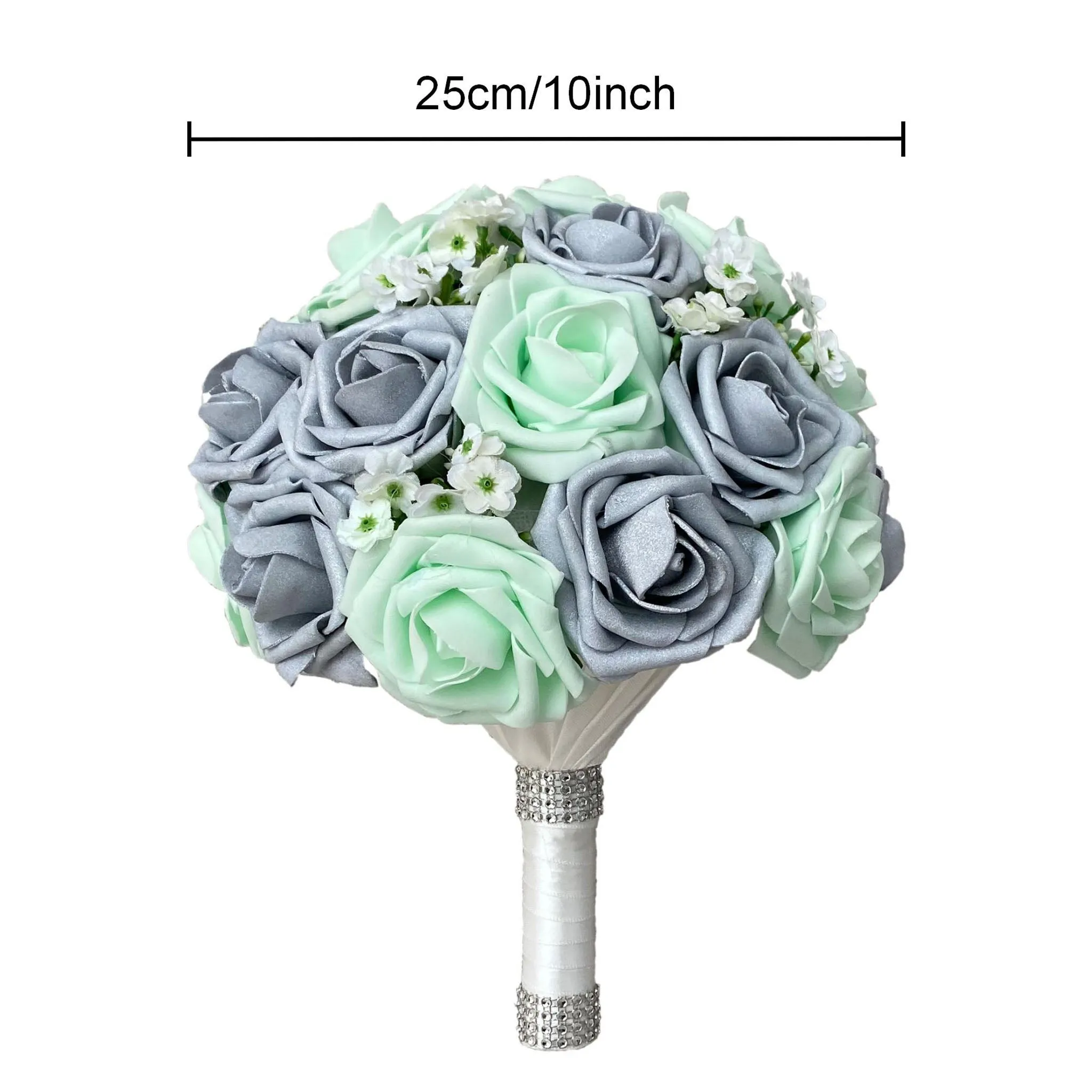 Mint Silver White Wedding Bouquet Bridal Flower