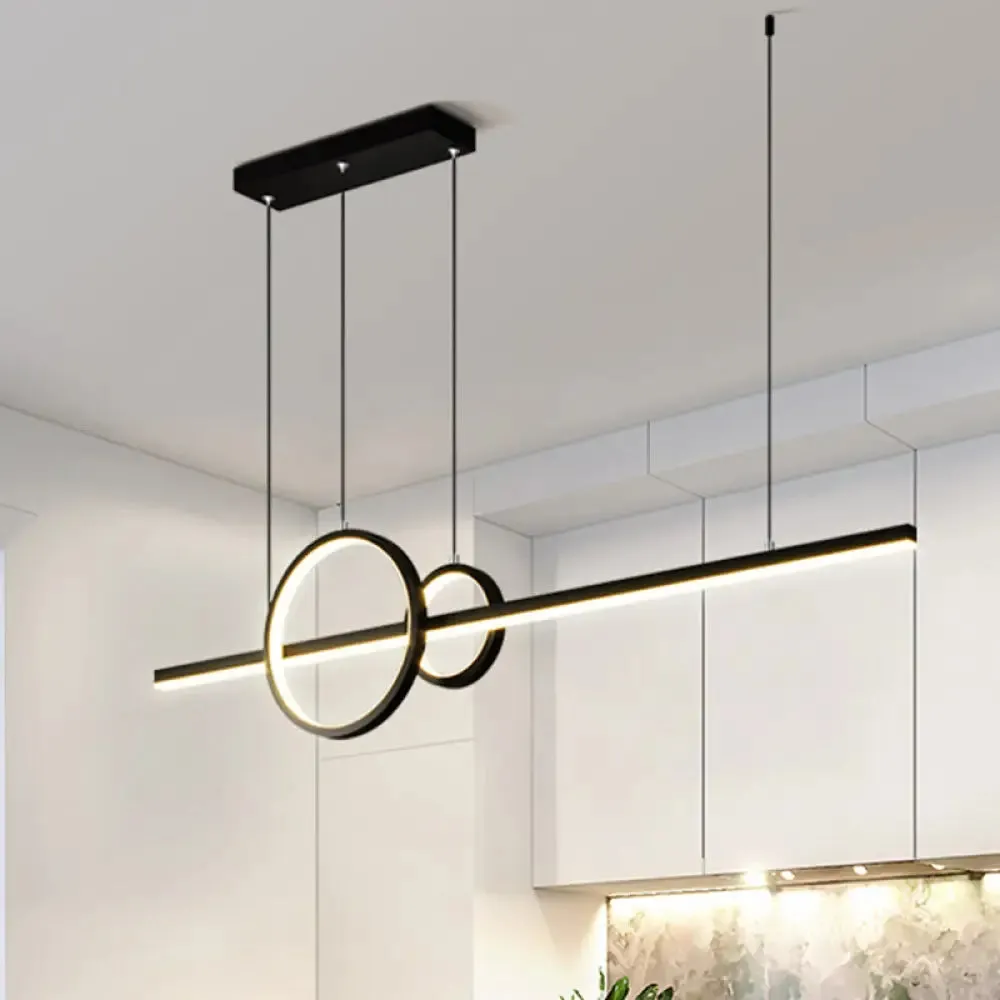 Modern Black/Gold Metallic LED Multi-Pendant Chandelier with Warm/White Light