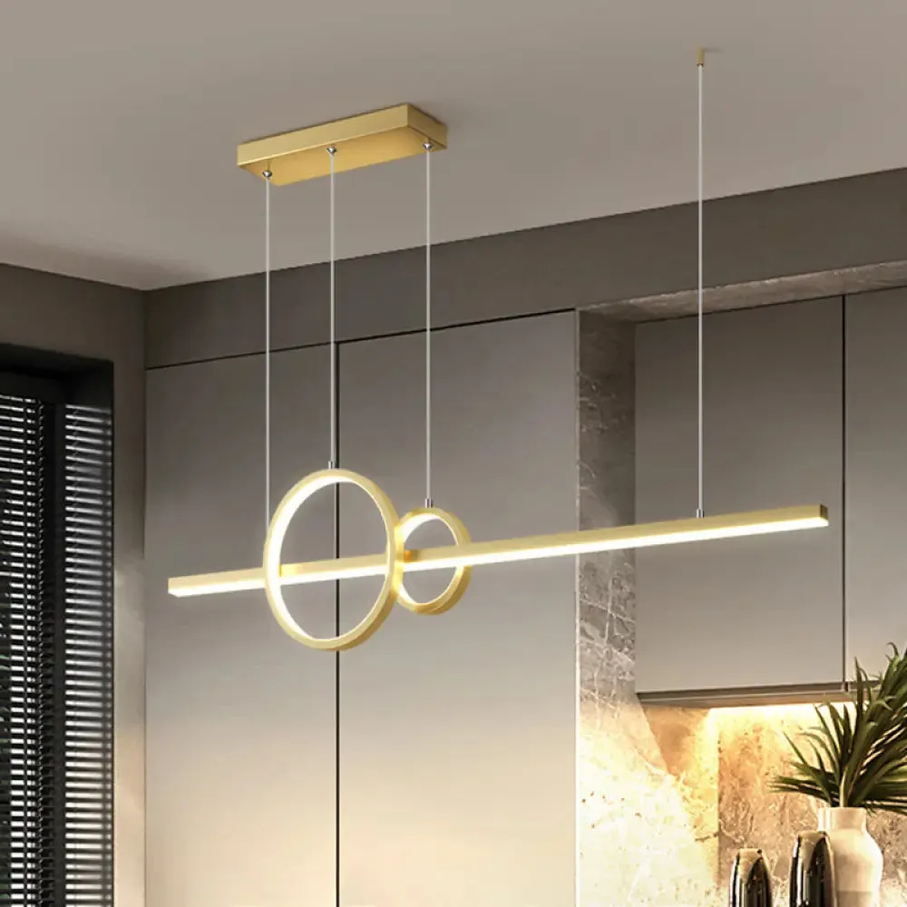 Modern Black/Gold Metallic LED Multi-Pendant Chandelier with Warm/White Light