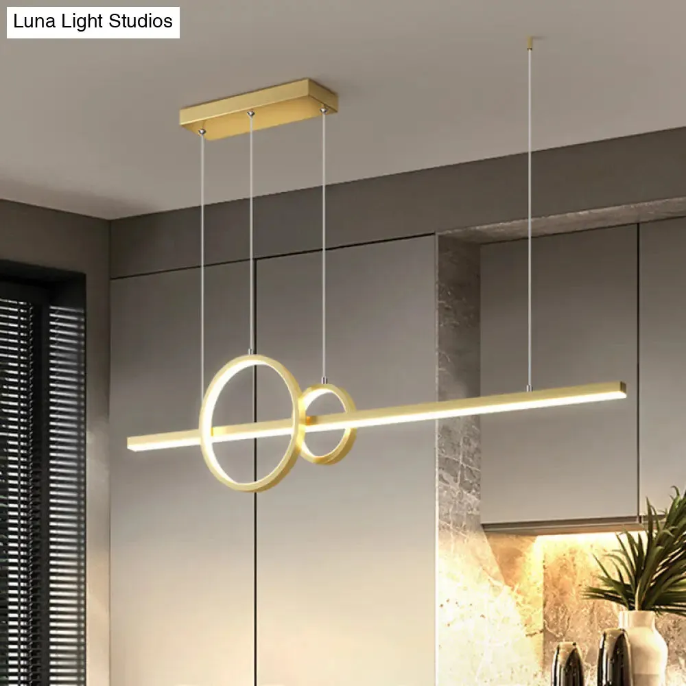 Modern Black/Gold Metallic LED Multi-Pendant Chandelier with Warm/White Light