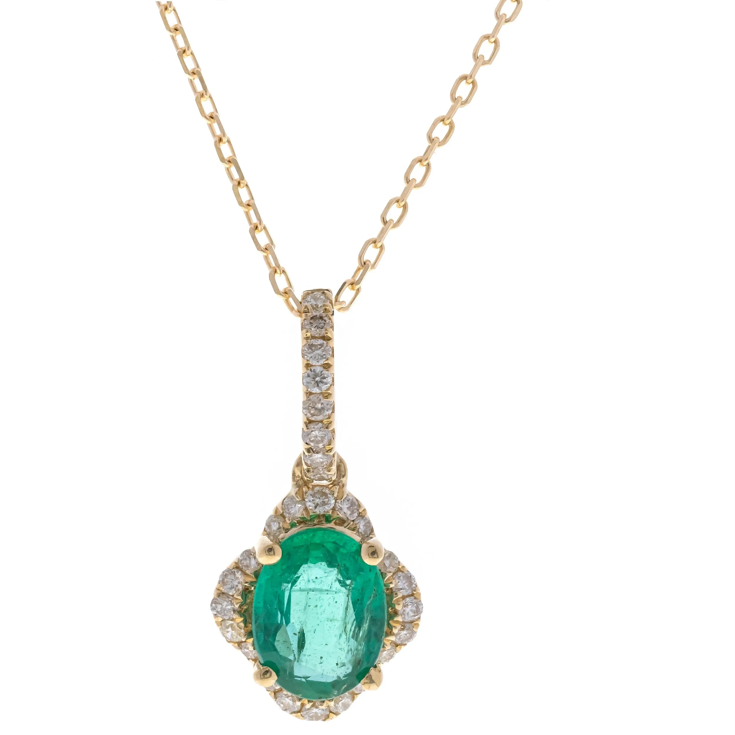 Molly 14K Yellow Gold Oval-Cut Natural Zambian Emerald Pendant