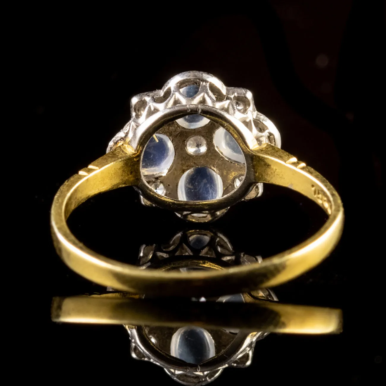 Moonstone Paste Ring 18Ct Yellow Gold Silver