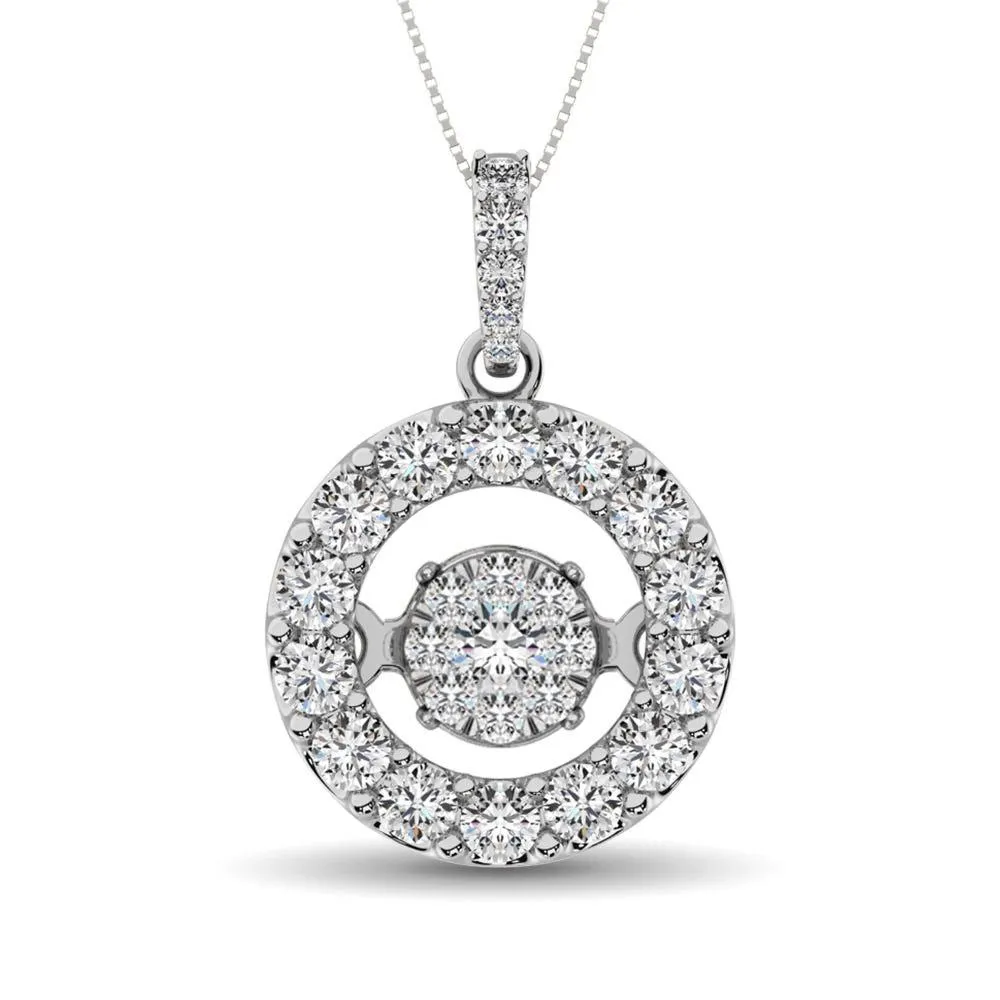 Moving Diamond 5/8 ct tw Pendant in 14K White Gold