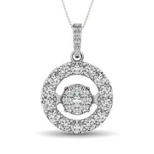 Moving Diamond 5/8 ct tw Pendant in 14K White Gold