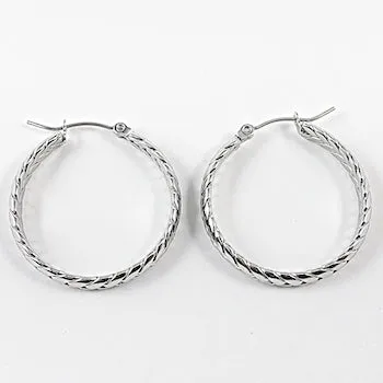 Nice weave textured shiny metallic design hoop steel earrings