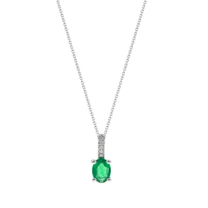 Norah 10K White Gold Oval-Cut Natural Zambian Emerald Pendant