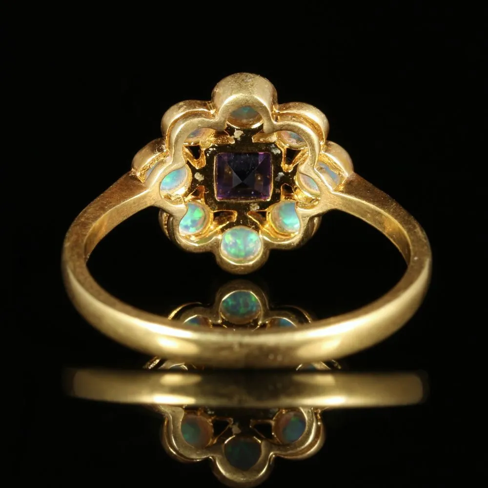 Opal Amethyst Ring 18Ct On Silver