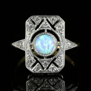 Opal Paste Stone Ring 18Ct Gold On Silver