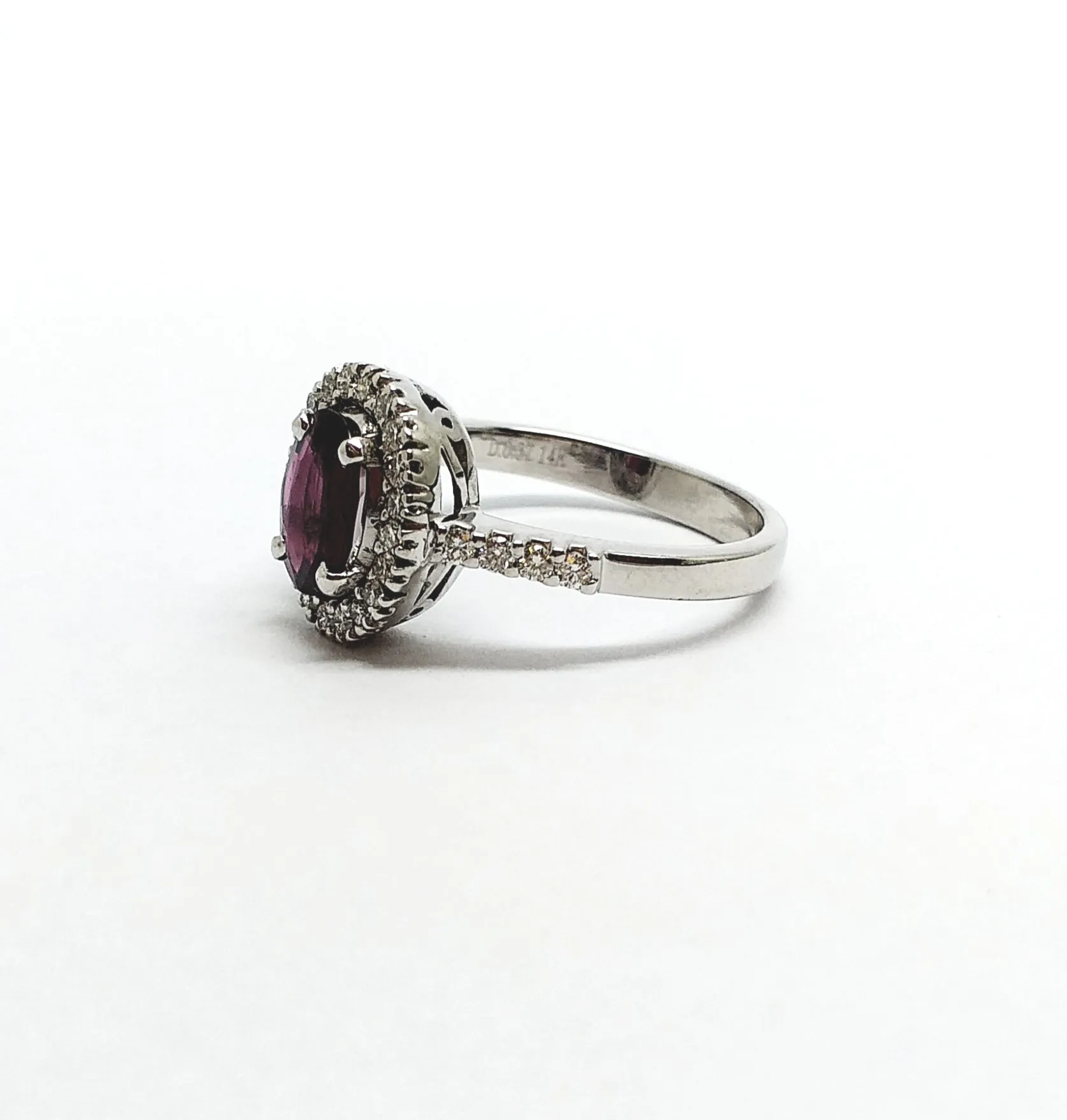 Oval Ruby and Diamond Halo  Ring ,AD NO 2105