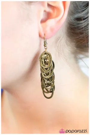 Paparazzi Earring ~ Come to a Close - Brass