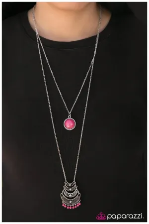 Paparazzi Necklace ~ Crescent City - Pink