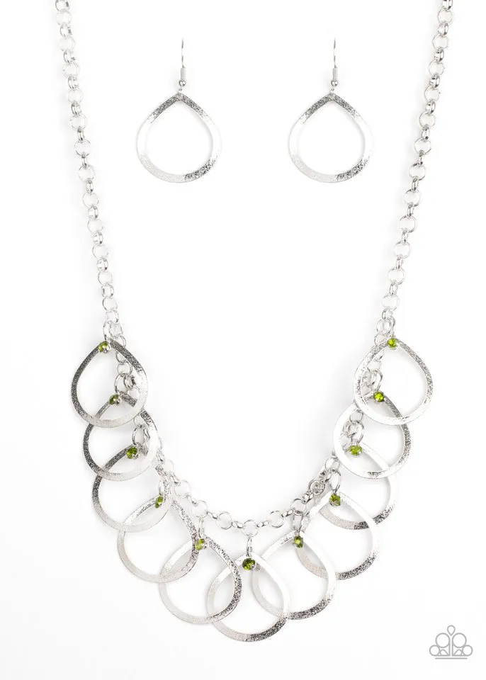 Paparazzi Necklace ~ Drop By Drop - Green