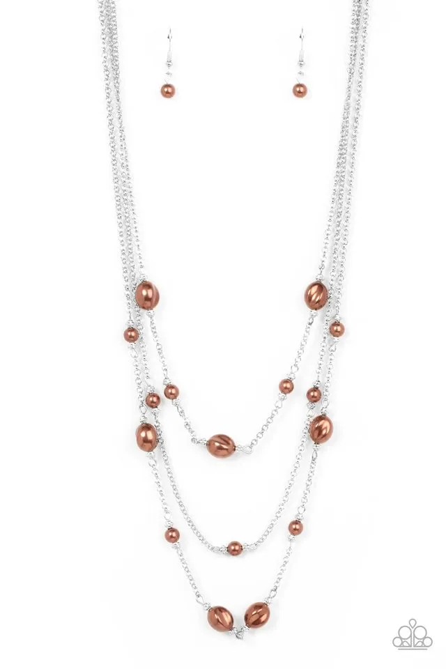 Paparazzi Necklace ~ Pearlicious Pop - Brown