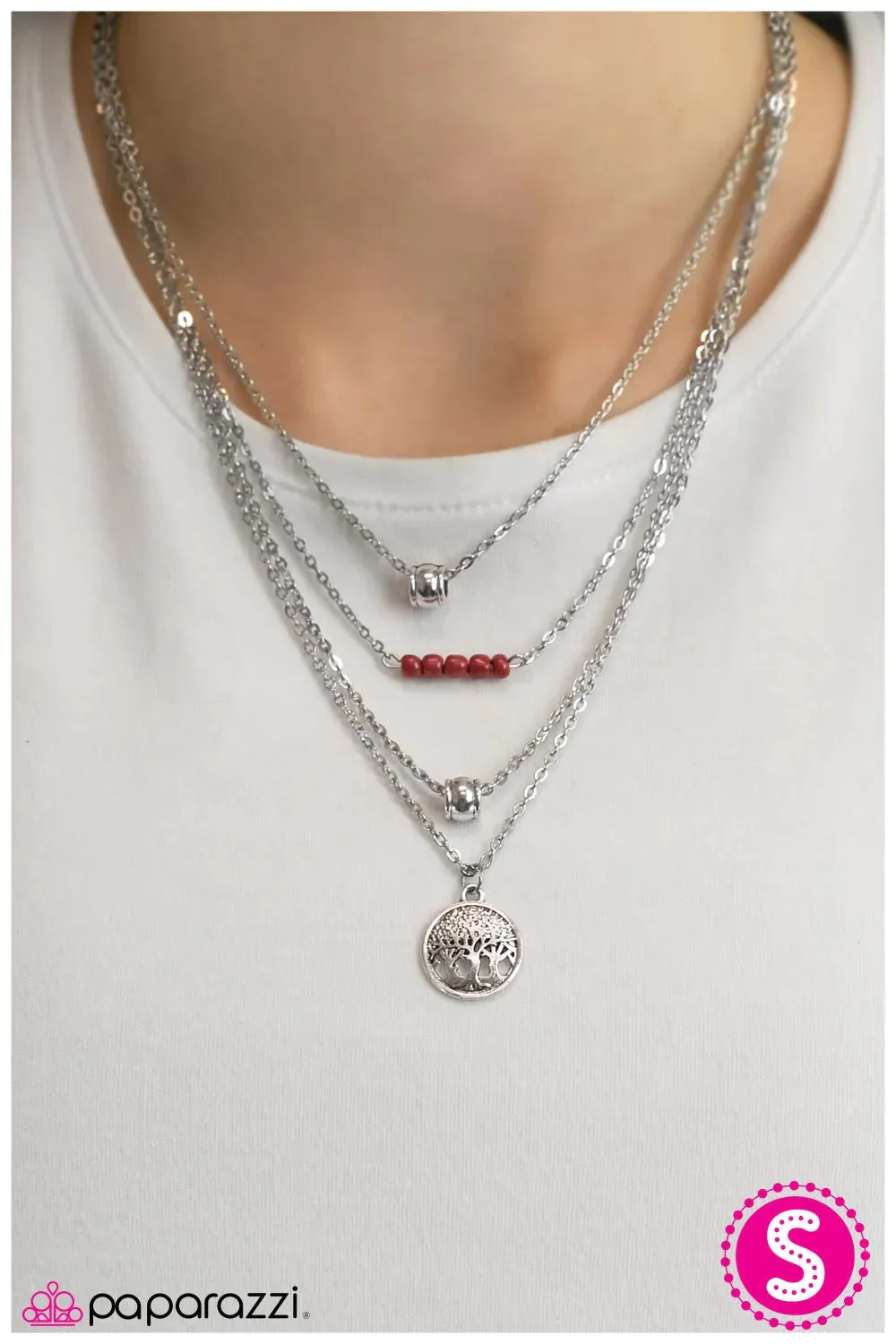 Paparazzi Necklace ~ Take A BOUGH - Red