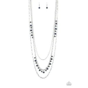 Paparazzi Pearl Pageant Blue Necklace & Earrings Set