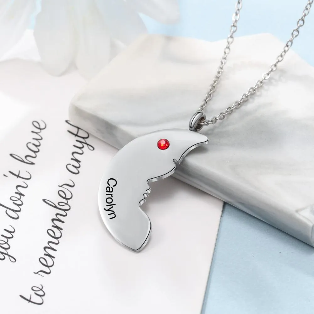 Personalized 925 Sterling Silver Love Necklace - 2 Custom Names & Birthstones Connect Us Together Necklace - Fashion Gift Jewelry For Friends & Family