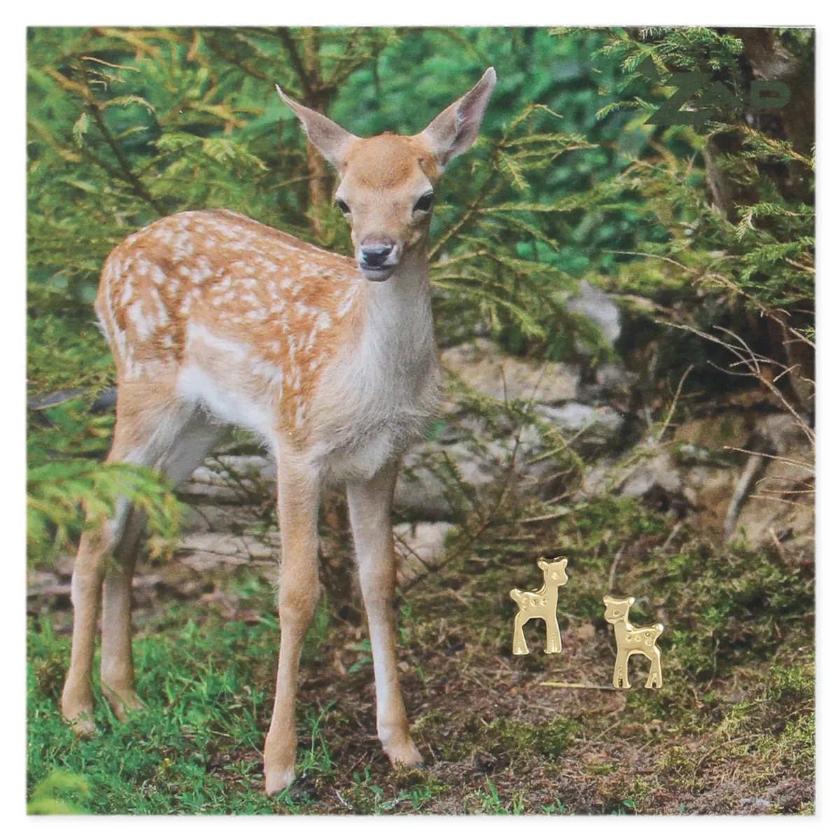 Picture Deer Fawn Post Earrings