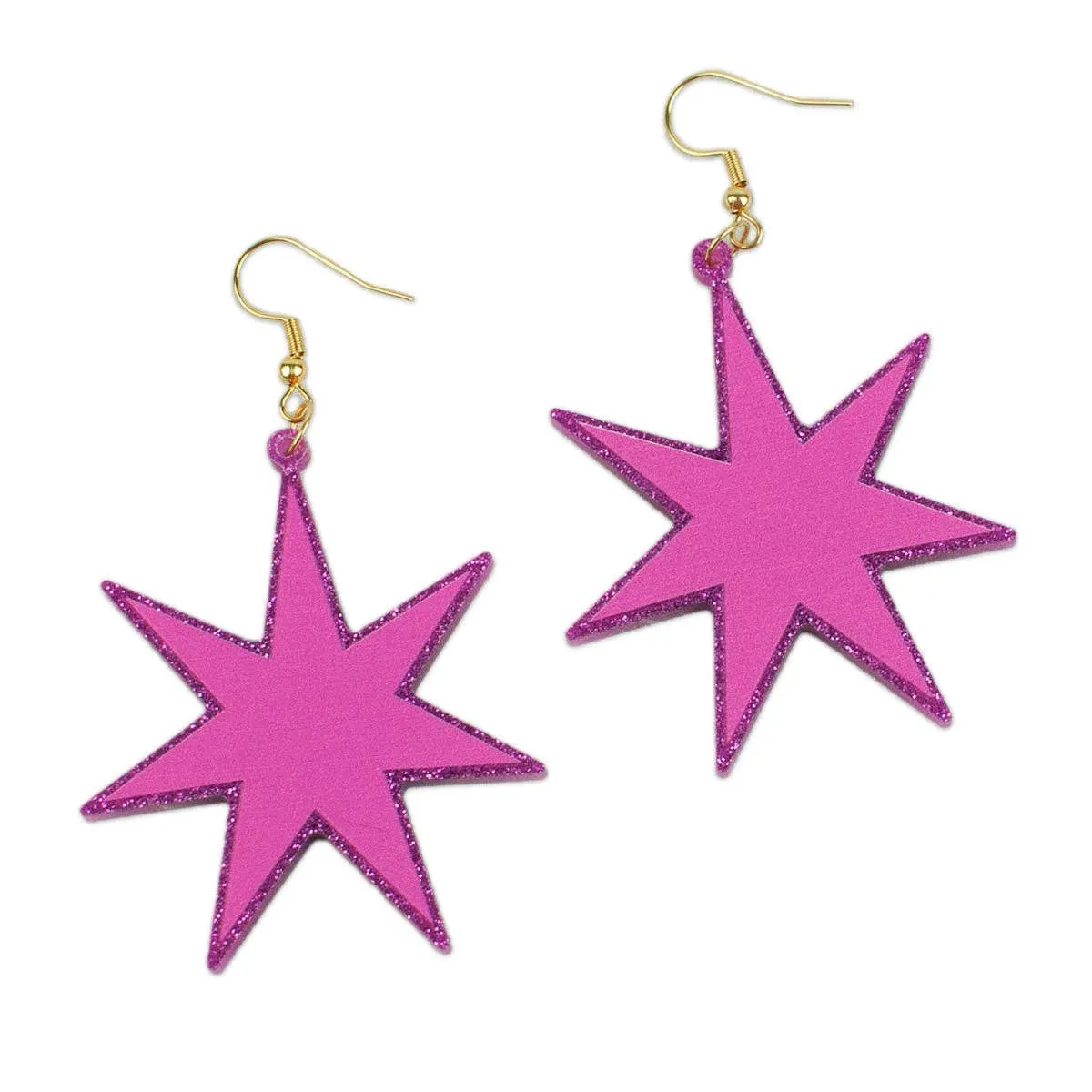 Pink Acrylic Starburst Dangle Earrings