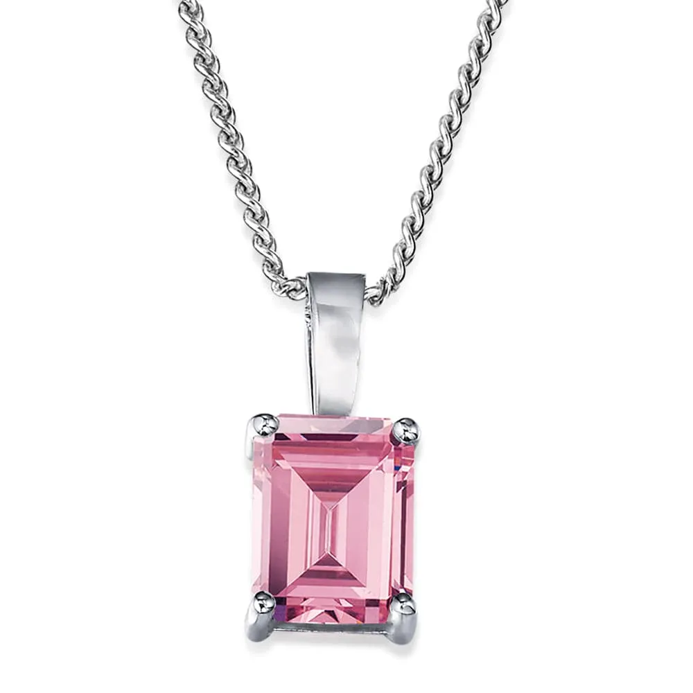 Pink Emerald Cut Pendant