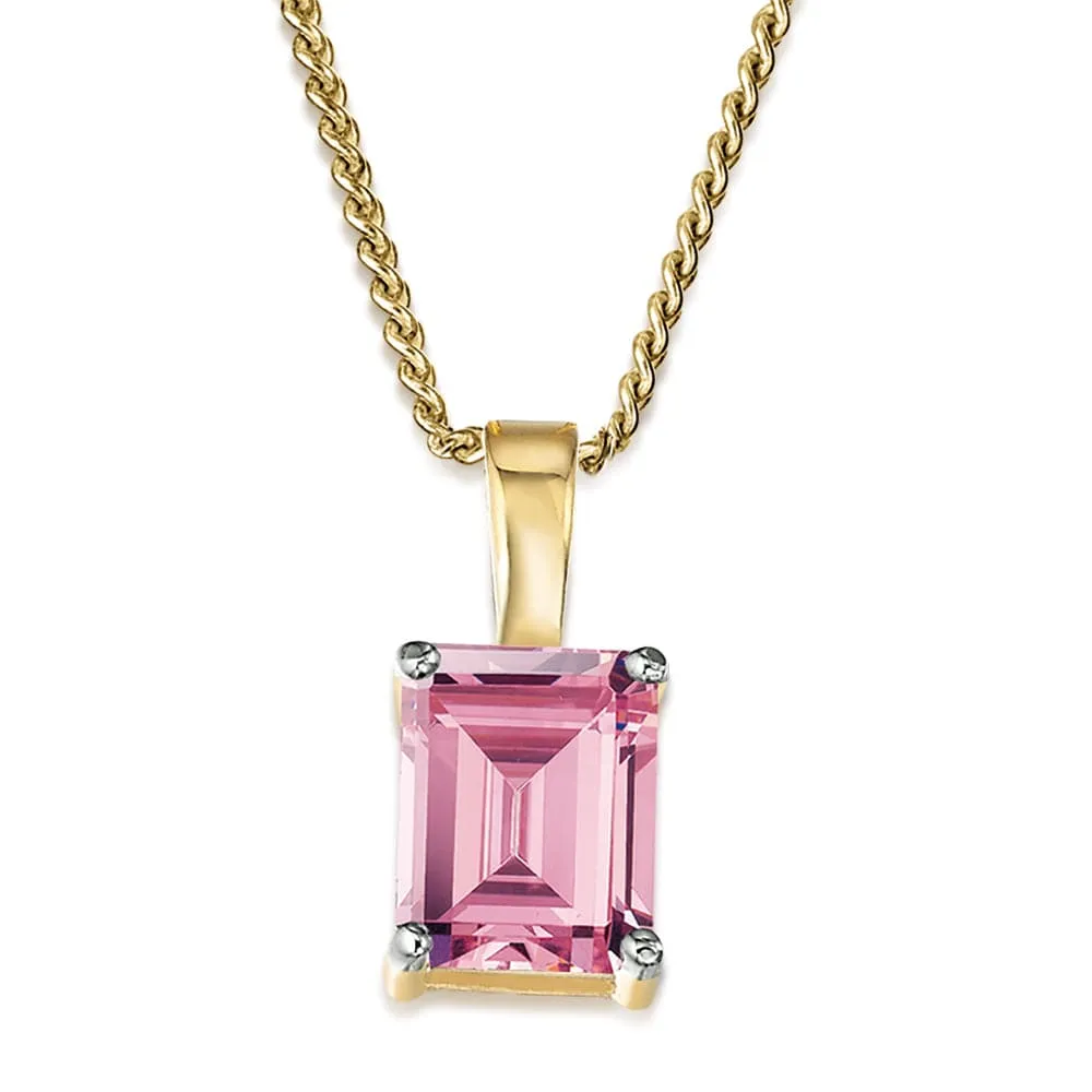 Pink Emerald Cut Pendant