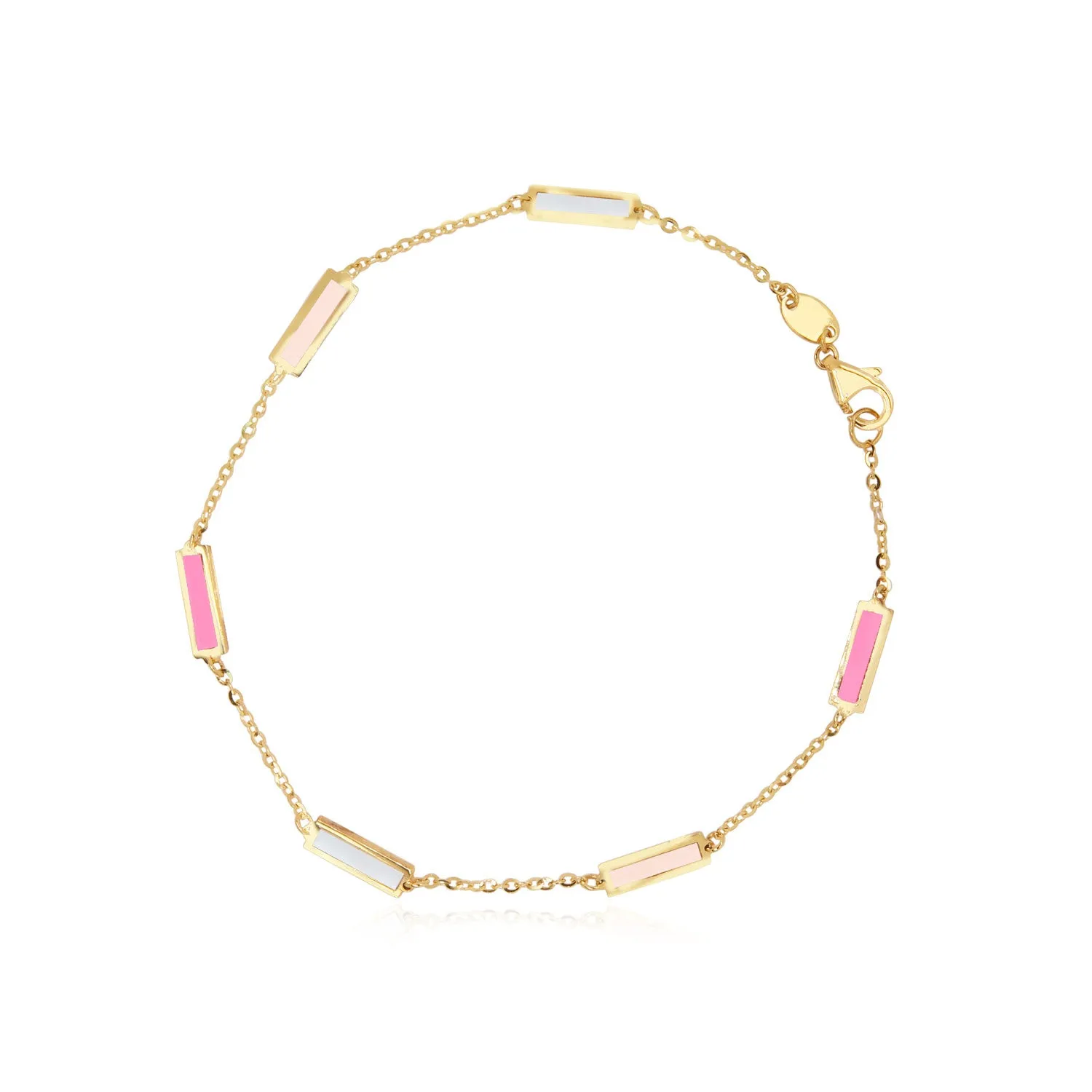 Pink Mixed Bar Chain Bracelet