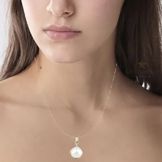 "SERINA" PEARL AND DIAMOND PENDANT