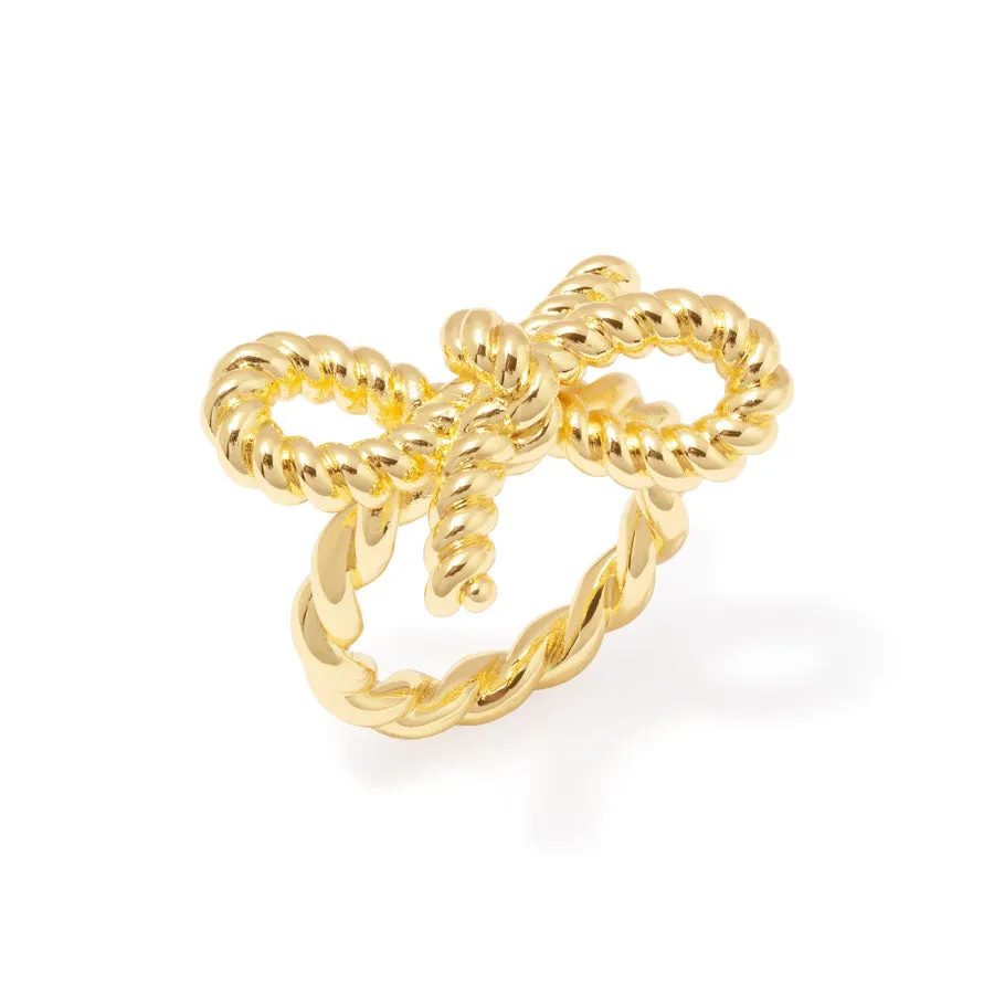 Ribbed Bow Gold Ring